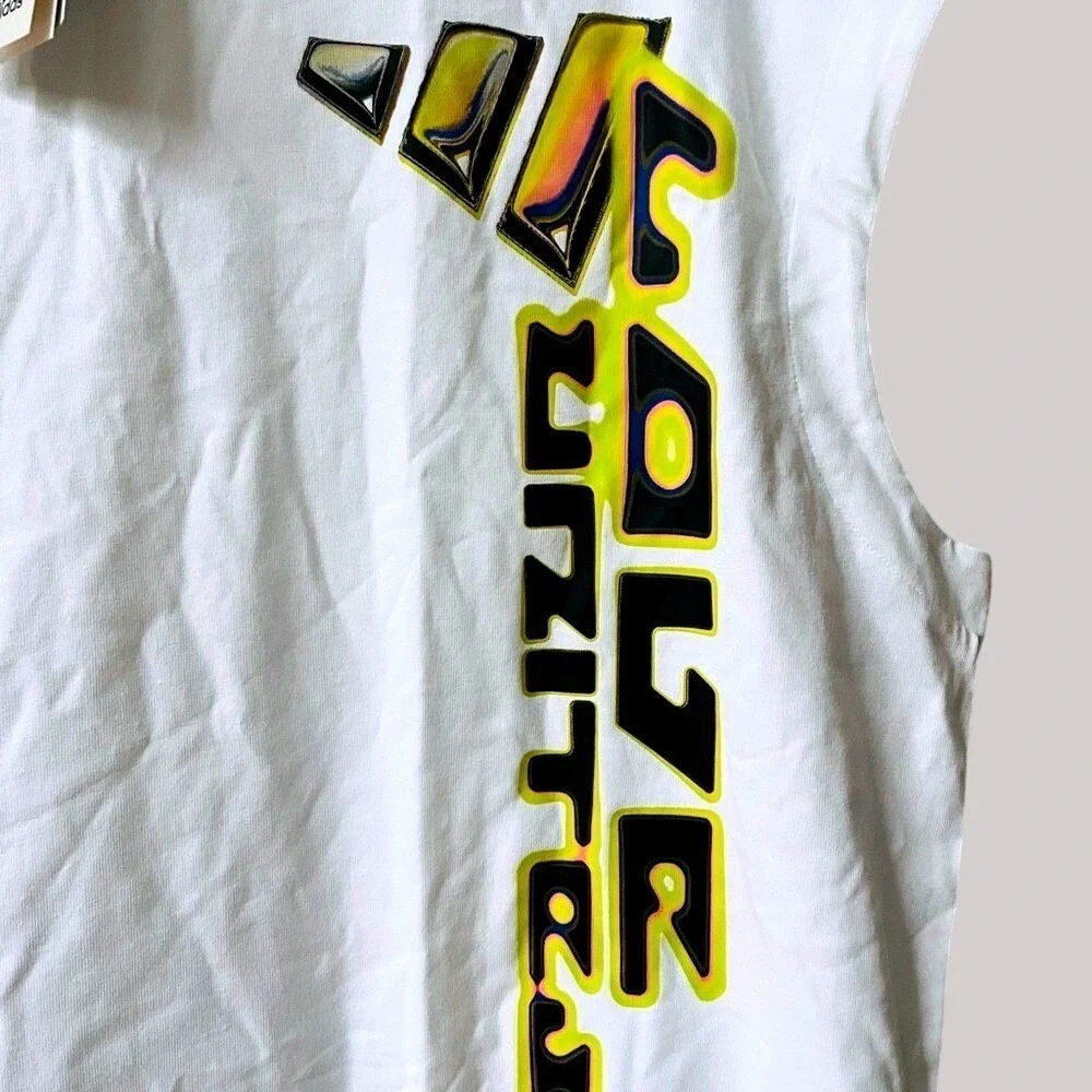 Adidas Pride Graphic Muscle Tank Top Unisex Small White Heavy Cotton Tee NWT